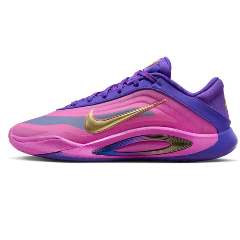 New Nike A'One Abrasion Resistant Low Top Children's Basketball Shoes Fiery Purple Teenagers HF7001-500
