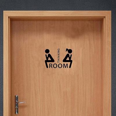 Creative Man Woman Pattern Washroom Toilet WC Bathroom Door Sticker DIY Decal CLE