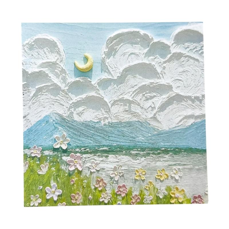 

Simple Note Pads Oil Painting Landscape Stickier Notes Self-Adhesive Stickier Note Lovely Memo Pads School Supplies
