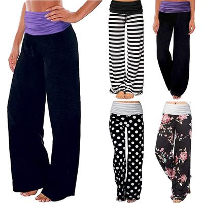Women's Milk Silk Splicing Wide Leg Pants Yoga Sports Pants Trousers Women’s