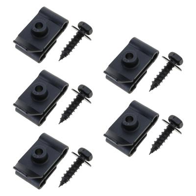 5/10Pcs Car U-Type Screw Base Fastener Clips, License Plate Screw Base Nut Mounting Clip Rivets for Engine Fenders Bumper
