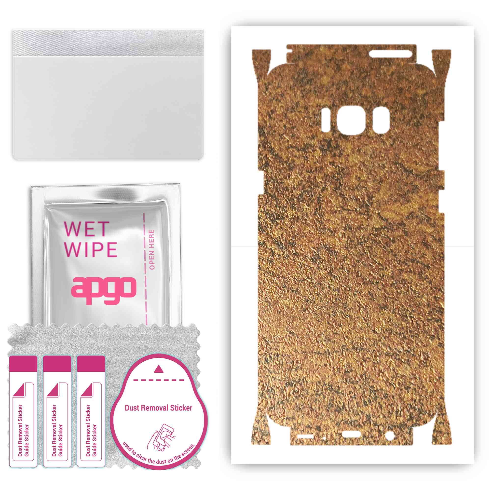 

apgo Protective Skin Sticker for the back+sides compatible with Samsung Galaxy S8 Plus, Full Wrap Film, Foil, Vinyl - Pattern Rusty Copper