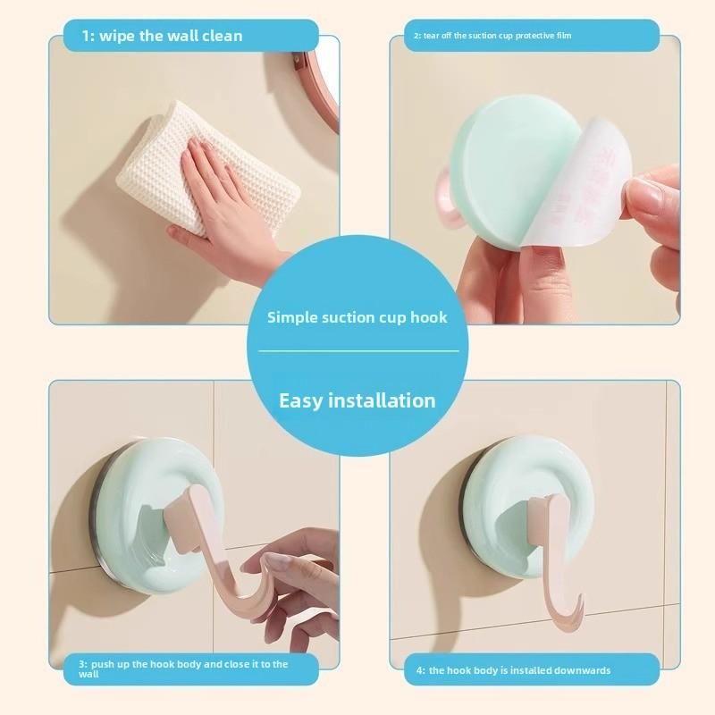 4 Pcs Strong Vacuum No-hole Non-marking Removable Household Kitchen Bathroom Bathroom Wall Hanging Suction Cup Hooks