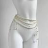 Elegant Multi-Layer Pearl & Tassel Waist Chain with Floral Accents for Women