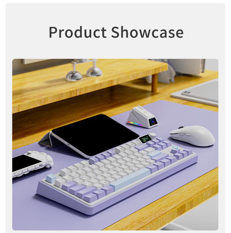 

Ajazz Ігрова механічна клавіатура з магнітним валом AK870 Повнофункціональна ігрова офісна атмосфера з можливістю гарячої заміни, повна гарного вигляду Yellow switch фіолетовий/білий