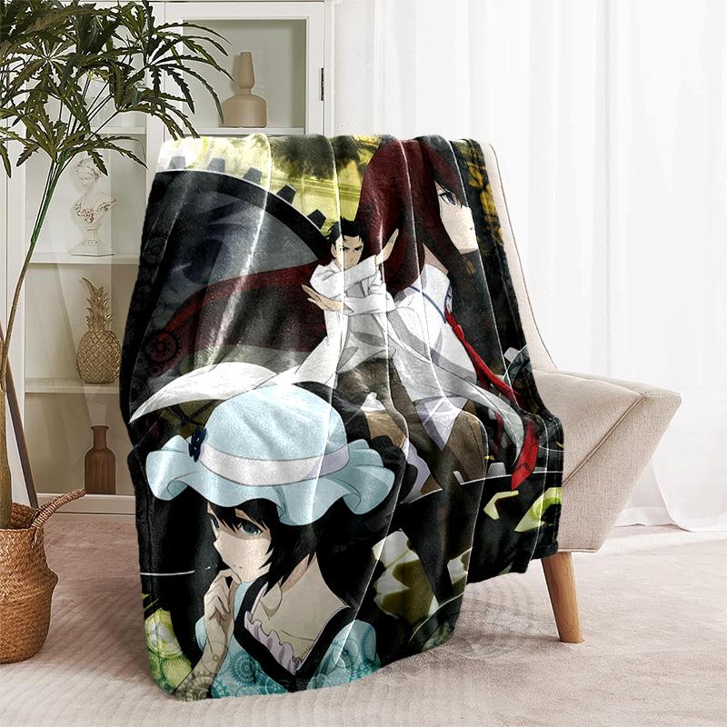 Steins;Gate printed throw blanket—lightweight,soft,warm;versatile blanket all seasons—perfect air-conditioning throw,nap blanket