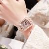 ZIDO Damen Retro Luxus Quadratische Quarz Uhr mit Diamanten - Schlichtes, Wasserdichtes Design