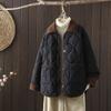 Autumn Down Cotton Padded Jacket Women's Contrast Lapel Rhombic Thin Short Loose Spring Cotton Padded Casual Coats Female