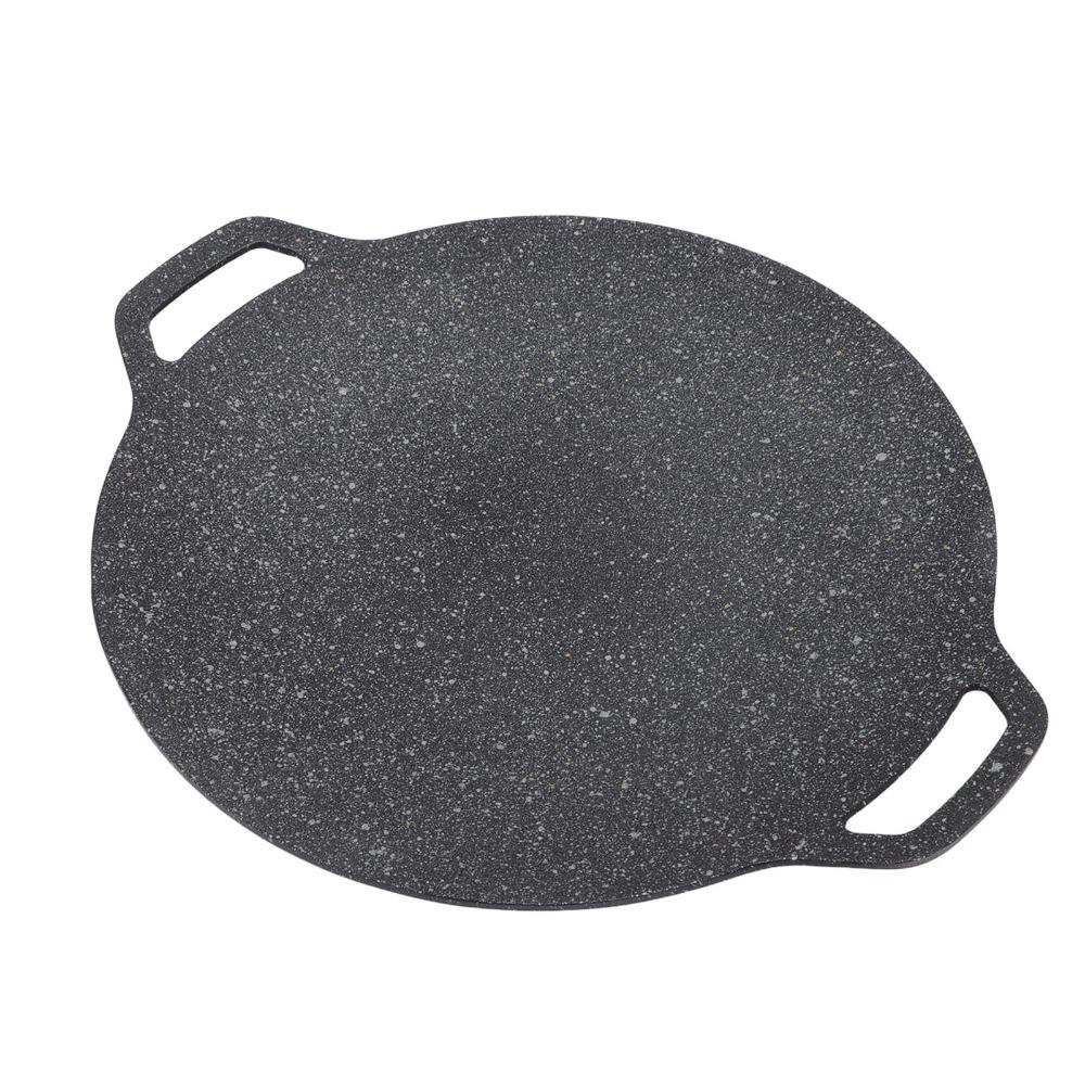 1pc Korean BBQ grill pan Medical stone Coating Non-stick Marble Camping Round Griddle with Handle for Baking,Grill,BBQ