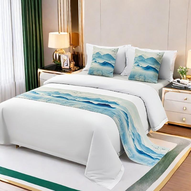 

Landscape Painting Bed Flags Bedroom Decoration Bed End Scarf Hotel Household Dustproof Decorative Cloth Home Textiles Household Goods Pillow Cover 50x160cm 1pcs