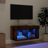 TV-meubel met RGB LED-verlichting Gerookt Eiken Afwerking 60 x 30 x 30 cm