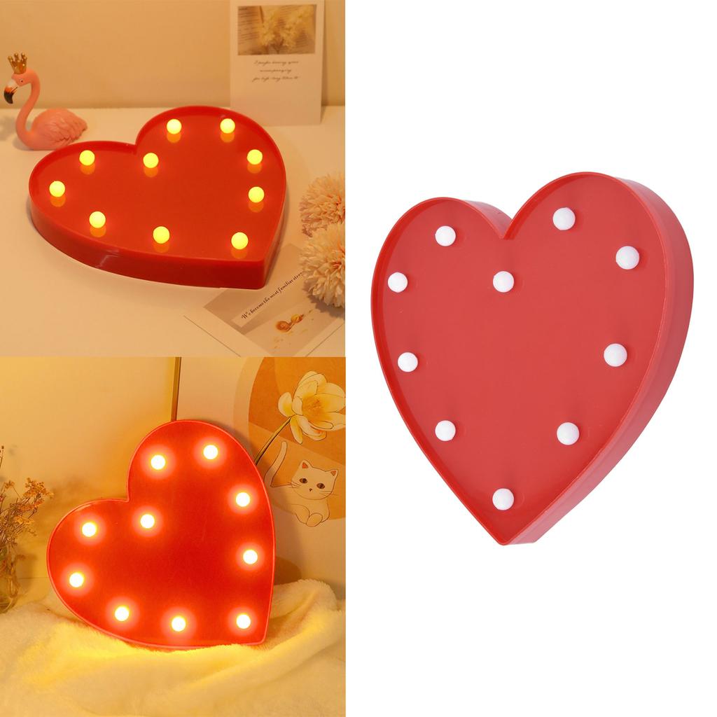 Heart Shaped Night Light 10 LEDs Cute Battery Powered Warm Light Kids LED Love Shaped Lamp with Hook Hole for Kid S Room