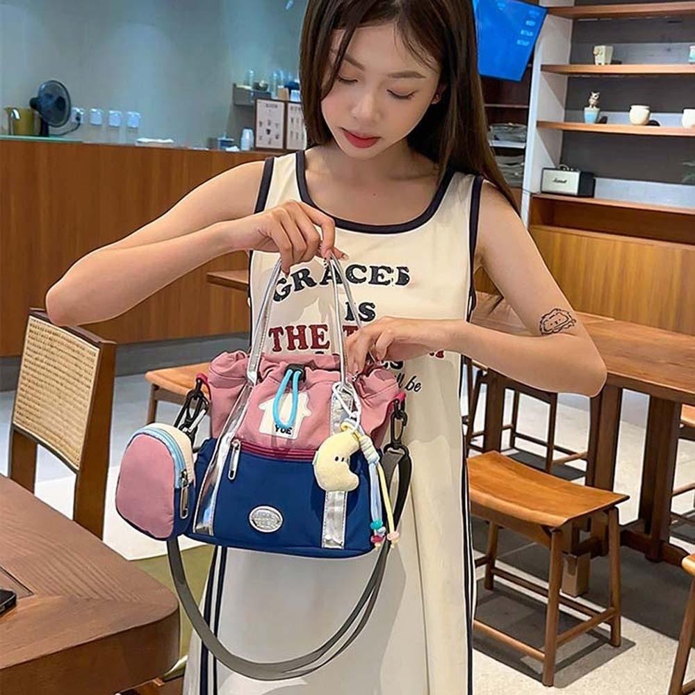 Portable Mountaineering Crossbody Bag Embroidery Drawstring Bucket Cloth Bag  Couple