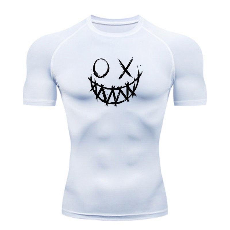 Men's Compression Athletic T-Shirt, Casual Stylish O X Stitc