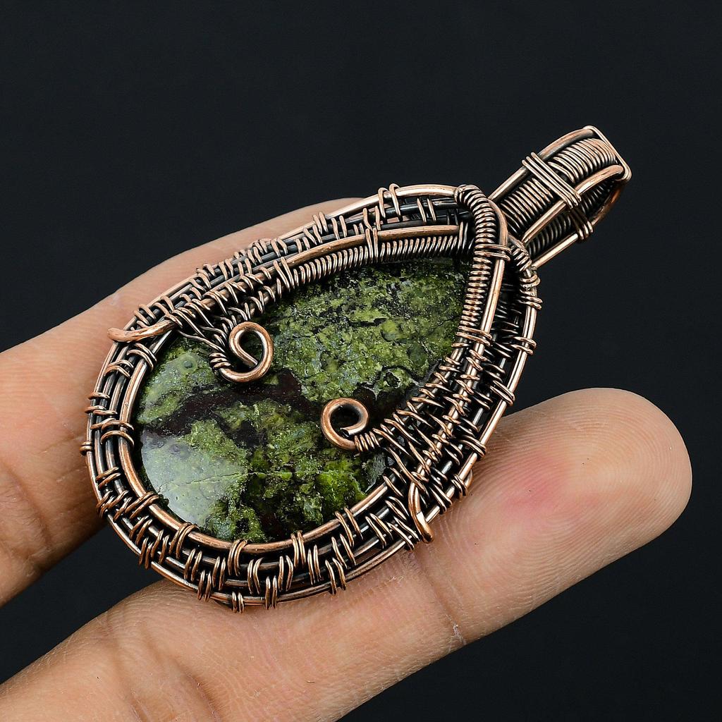 Dragon Blood Jasper 999 Copper Wire Wrapped Pendant, Handmade Gemstone Pendant Jewelry, Gifts For Wife Brand New Pendant