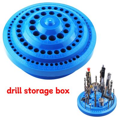 100 Holes Drill Bits Organizer Case Round Shape Drill Bit Container Scale Display 360 Degree Rotating for Drill Grinding Head