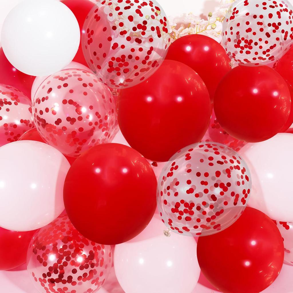 12inch 50pcs purple and red balloon set with confetti,suitable for weddings,birthdays,pop parties,bridal showers, gatherings