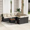 9 Piece Garden Sofa Set with Cushions Black Poly Rattan