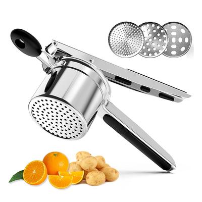 Stainless Steel Potato Ricer Manual Potato Masher With 3 Interchangeable Discs Fruit Juicer Lemon Squeezer
