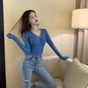 Women Sexy V-neck Pullover Sweater Stretch Slim Solid Warm Knitted Bottoming Shirt Coat