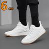 Men's Genuine Leather Elevator Casual Shoes Breathable Black/White Height Increasing Sneakers Sports 6cm Tall Shoes