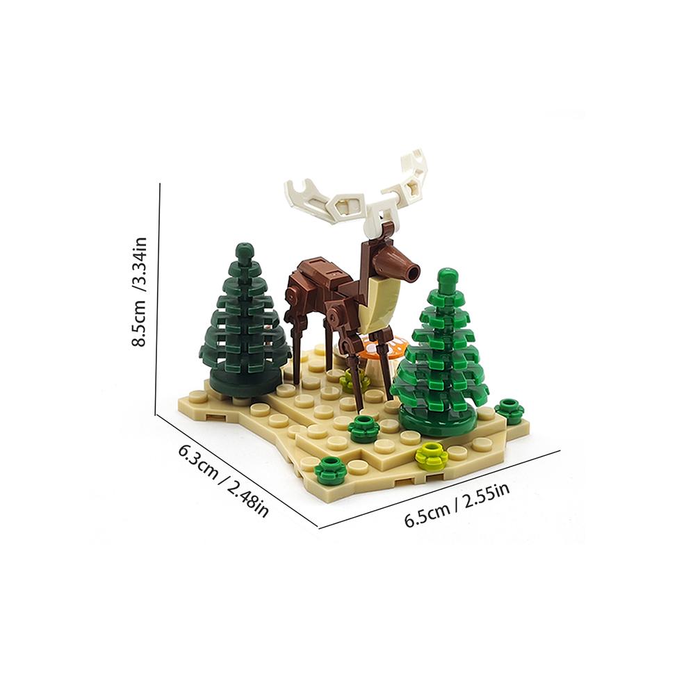 Creative MOC elk model building block set DIY assembly forest jungle red deer animal scene  desktop ornaments  Christmas toy