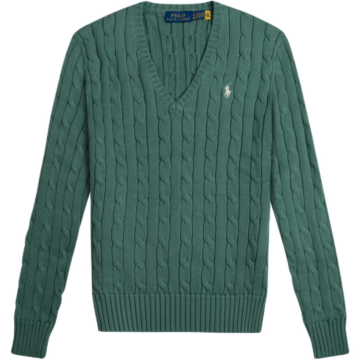 

Женский пуловер Polo Ralph Lauren с вышитым логотипом, V-образным вырезом, однотонный 211570011-101 M