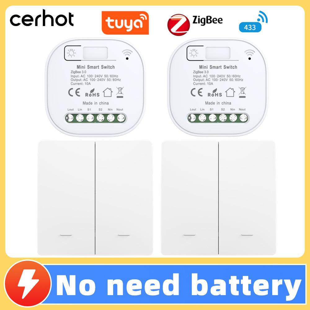 Smart Tuya Zigbee Wireless Light Switch, Self-Powered Kinetic Energy Remote with App Control