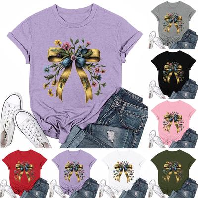 Damenmode Lässig Bedrucktes Rundhals Kurzarm T-Shirt Top T-Shirt Oberteil
