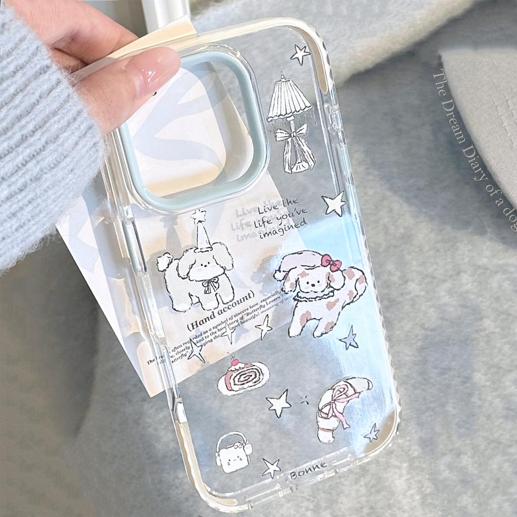 Cartoon Illustration Puppy Suitable for Apple 16 Mobile Phone Case 14 Niche Doodle IPhone 15 Promax Transparent 11 Soft