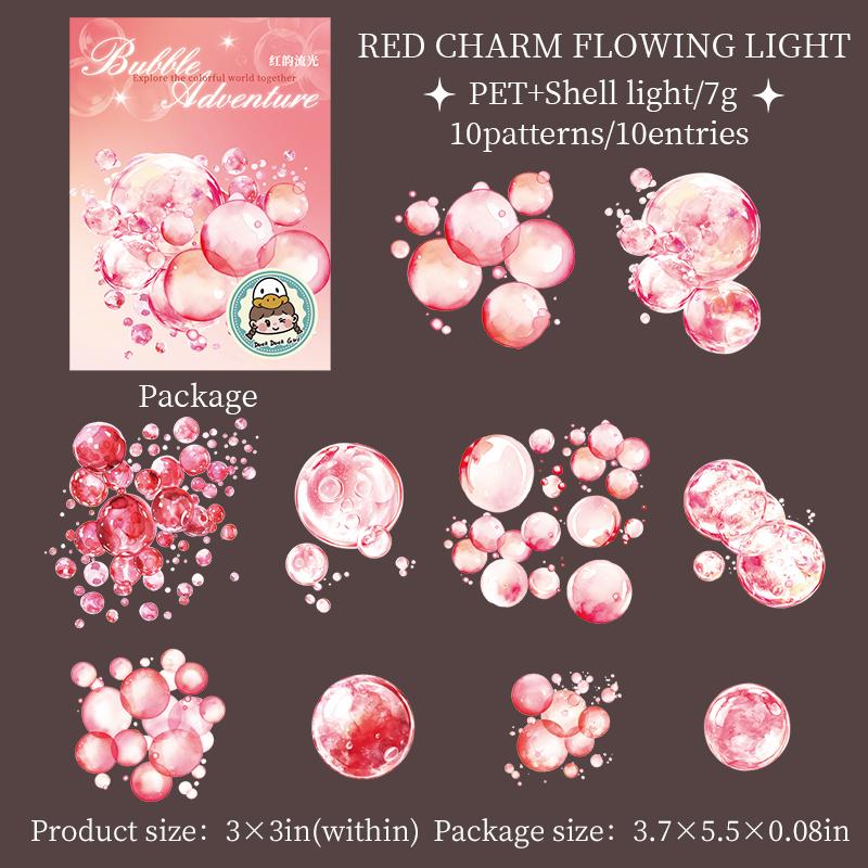 10 pcs Kawaii Stationery Colorful Bubble Themed Sticker for Scrapbooking Supplies Journal Materials Collage Decorative Stickers