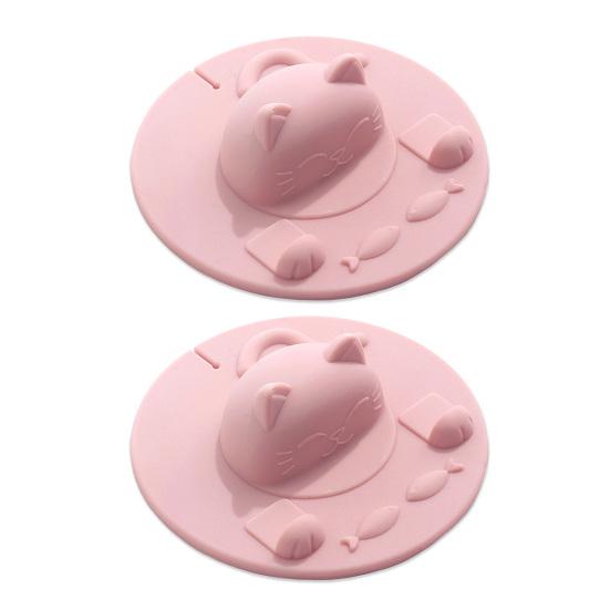 Cat Cup Lid Silicone Cover Heat-Resistant Non-Slip Hot Beverage Lid with Tea Bag Slot Cat Head Shape Microwave Dishwasher Safe Cup Lid