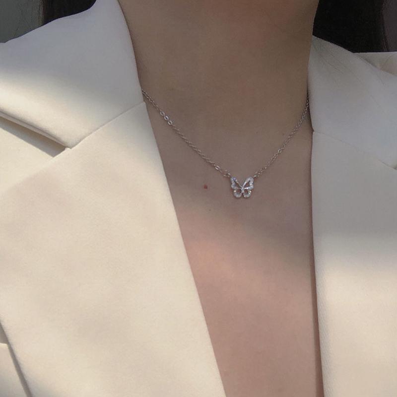 Корейский стиль Звезда Луна Бабочка Подвеска Чокер Ожерелье Двойной Слой Ключицы Цепи Для Женщин Девочек Ювелирные Изделия Аксессуары