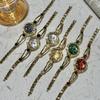Exquisite Women's Gold Quartz Bracelet Watch with Natural Stone