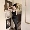 2025 French Little Black Dress: Sexy Wood Ear Edge, Slimming Waist, Slit Bodycon