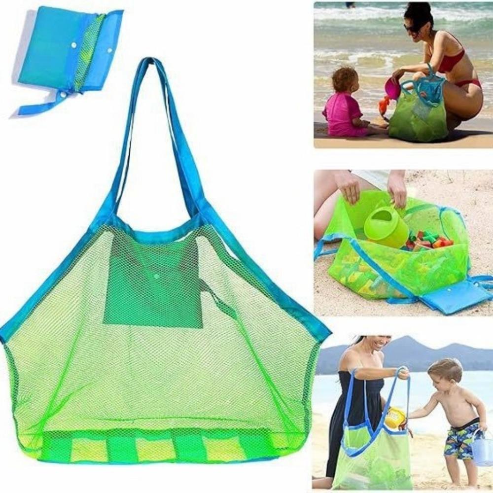 Large Mesh Beach Bag Polyester Breathable Foldable Toy Mesh Bag For Outdoor Travel Swimming Fitness Single Shoulder Handbag
