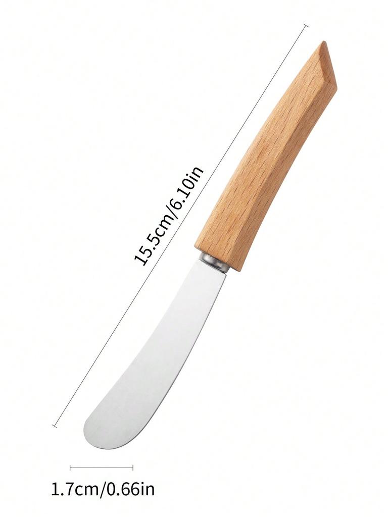 6pcs Wooden Handle Butter Knife, Jam Spreader, Frosting Spatula, Cream Scraper,Rama Kitchen Essentials, Natural Log Style