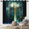 Halloween Castle Blackout Curtains Horror Theme Halloween Eve Home Decor Window Grommet Curtains with Blackout Layer Set of 2