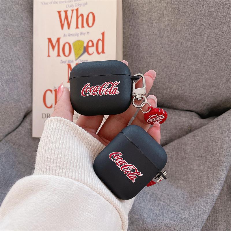 Frosted red cola for apple AirPods pro1/2/3 generation bluetooth wireless headset cover creative soft case male