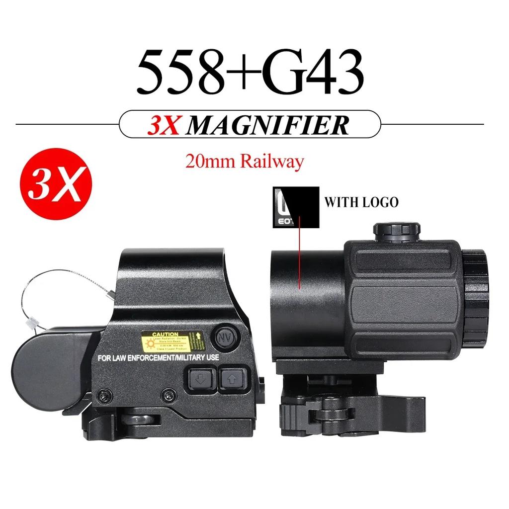 Eot**h 558 G43 Magnifier Holographic Sight Scope Folding Side Flip G45 5X Magnifiers for 558 556 553 Tactical Reflex Riflescope