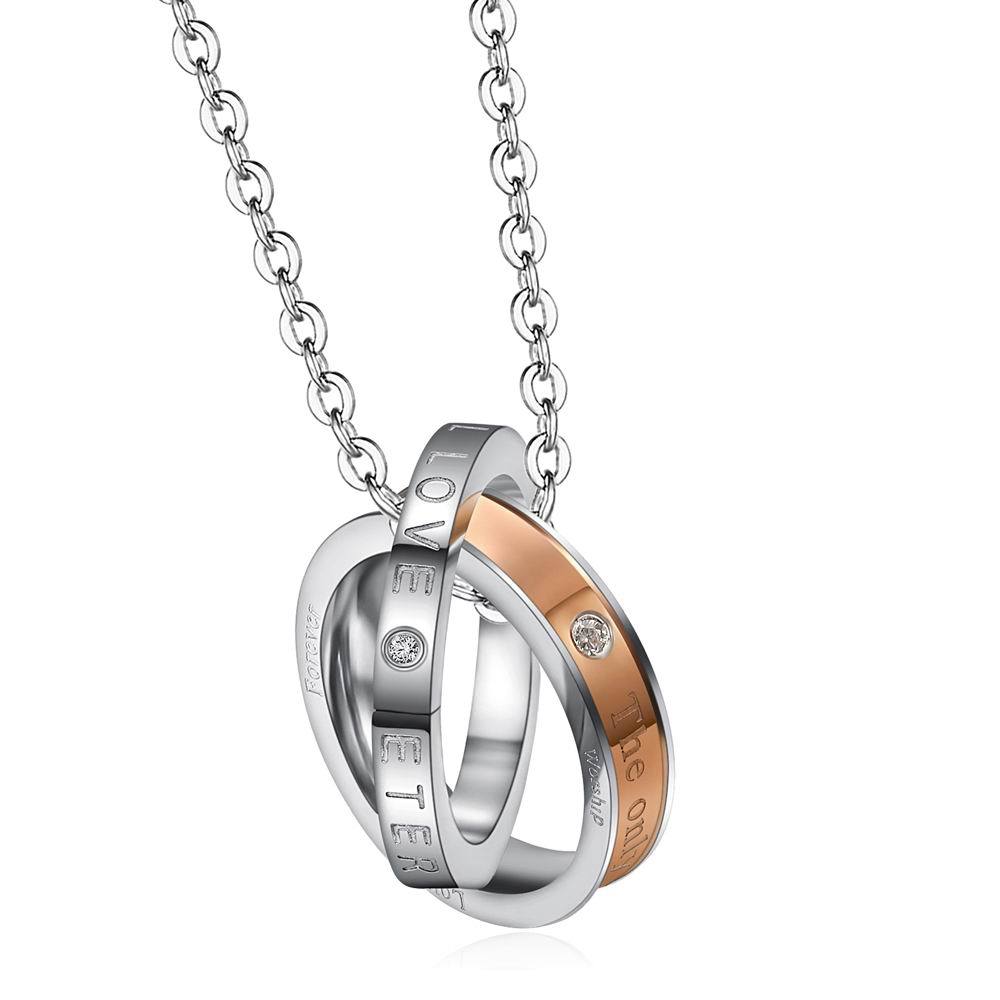 Accessories Couple Accessories Korean Edition Fashion Stainless Steel Personality Diamond Pendant Couple Necklace