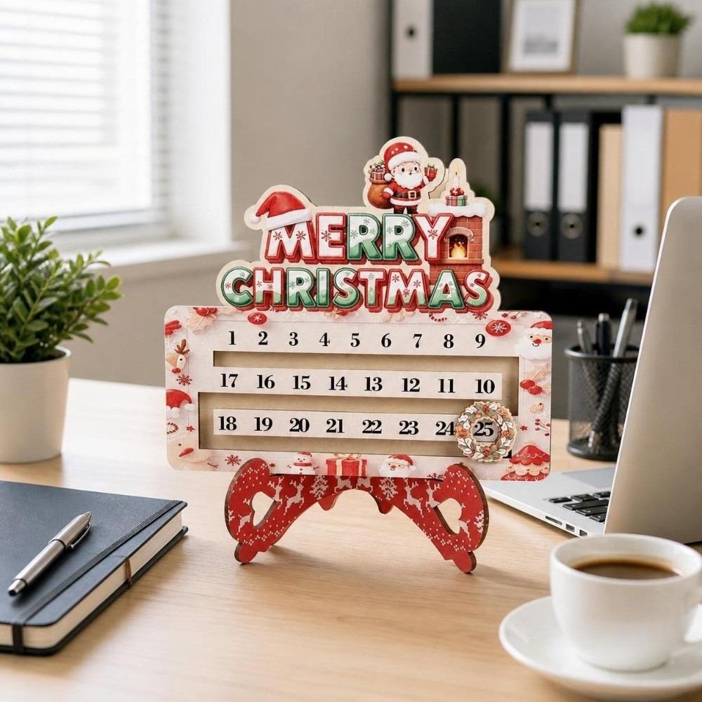 Santa Claus Decoration Calendar Wooden Christmas Decor Creative Christmas Advent Calendar Home