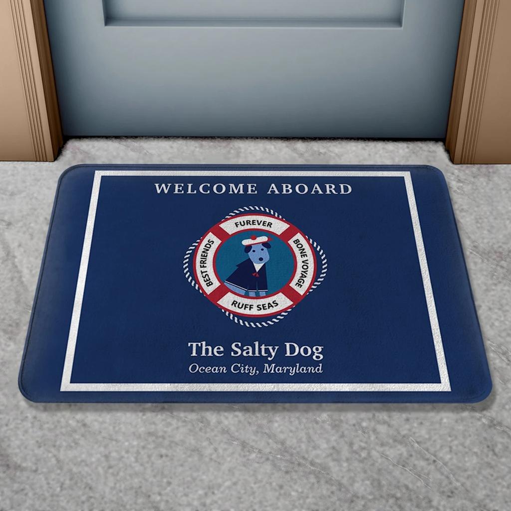 Felpudo con Nombre de Barco Personalizado Náutico Ancla Brújula Timón de Barco Cuerda Antideslizante Alfombra de Baño Decoración de Yate Alfombra de Bienvenida para Interior Exterior