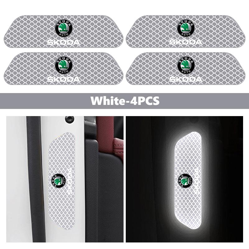 HGWE4 Car Wheel Eyebrow Stickers Reflective Protective Stickers Night Anti-collision Strip For Skoda S Kodiaq Octavia 2 3 Yeti Karoq