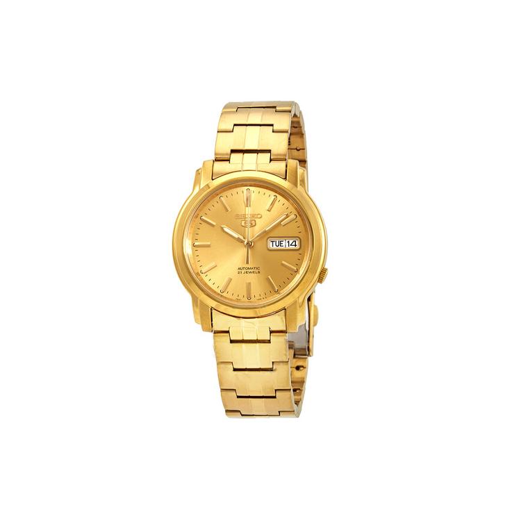 

SEIKO 30m Water Resistant Automatic Mechanical Movement Stainless Steel Strap Watch Men s Watches SNKK76 Gold Dial