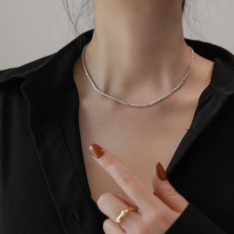 

Non Fade Titanium Steel Sparkling Necklace Minimalist Women Choker,Gold Silver 2 Color Starry Necklace ,Shiny Necklace Elegant Lady Neck Accessories срібний