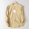 Men's Autumn Versatile Loose Casual Long-Sleeve Shirt with Dark Striped Collar, Made from Washed Cotton, from Foreign Trade Surplus Stock