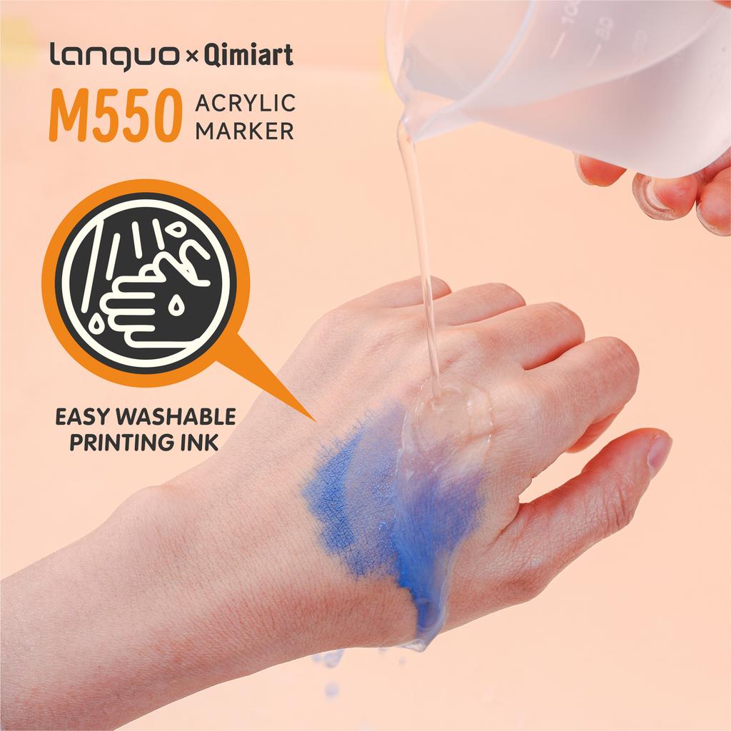 High Coverage Acrylic Paint Markers Languo 24/60Colors Brush Tip Acrylic Paint Pens with Cloth Bag Children Washable Drawing Kit