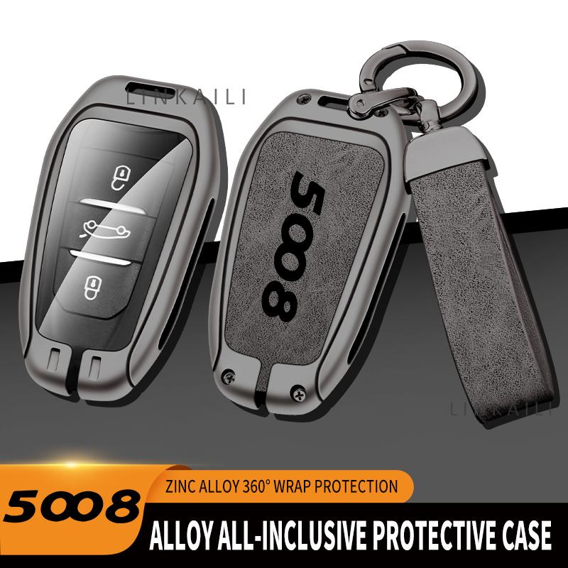 Adatto per Custodia Chiave Auto Peugeot 5008 Fibbia Guscio Chiave Telecomando Auto in Lega di Zinco Accessori Auto