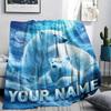 1PC Custom Name Polar Bears Winter Patterned Flannel Blanket Suitable For All Seasons for Home Decor Warmth and Comfort Gifts Holiday Present_lx